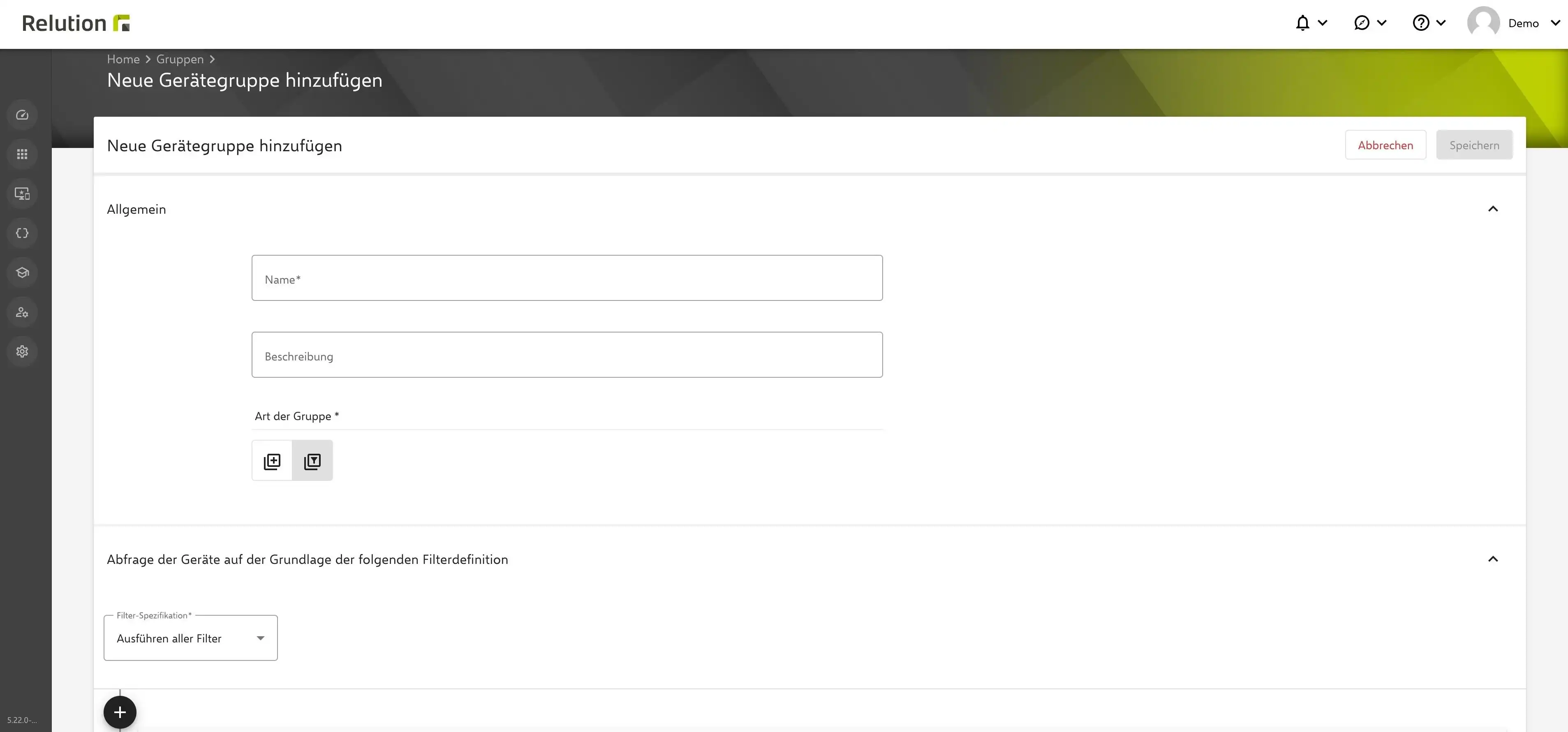 Übersicht über die neuen Relution Gerätegruppen mit Optionen zur manuellen oder filterbasierten Gruppierung mobiler Geräte