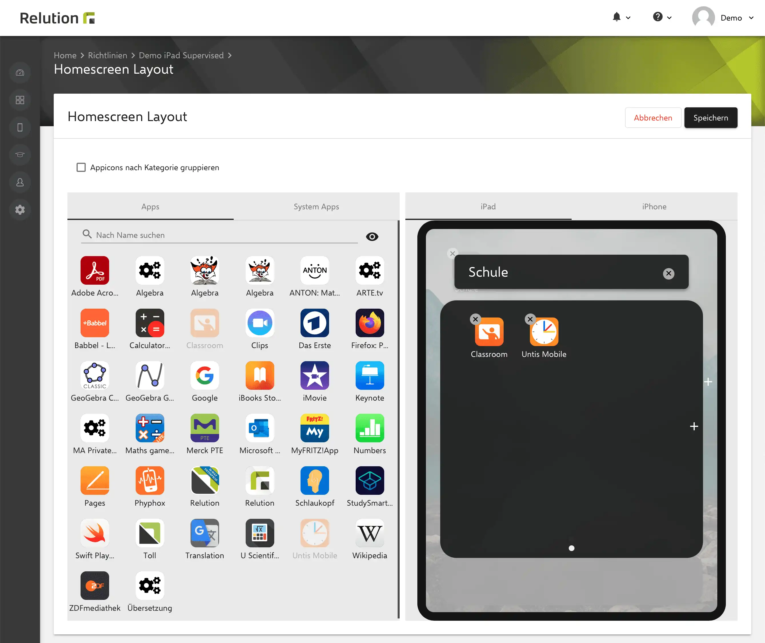 Erstellen von Ordnern im Homescreen Layout durch Übereinanderlegen von zwei App-Icons mit der Möglichkeit, direkt eine Bezeichnung zu vergeben