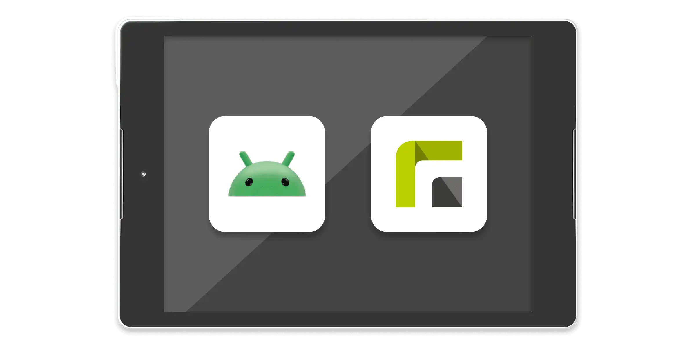 Android und Relution Logo auf einem Android Tablet - Verwaltung von Android in Relution wird dargestellt