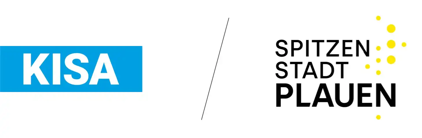 Logo of the Zweckverband Kommunale Informationsverarbeitung Sachsen and logo of the City of Plauen