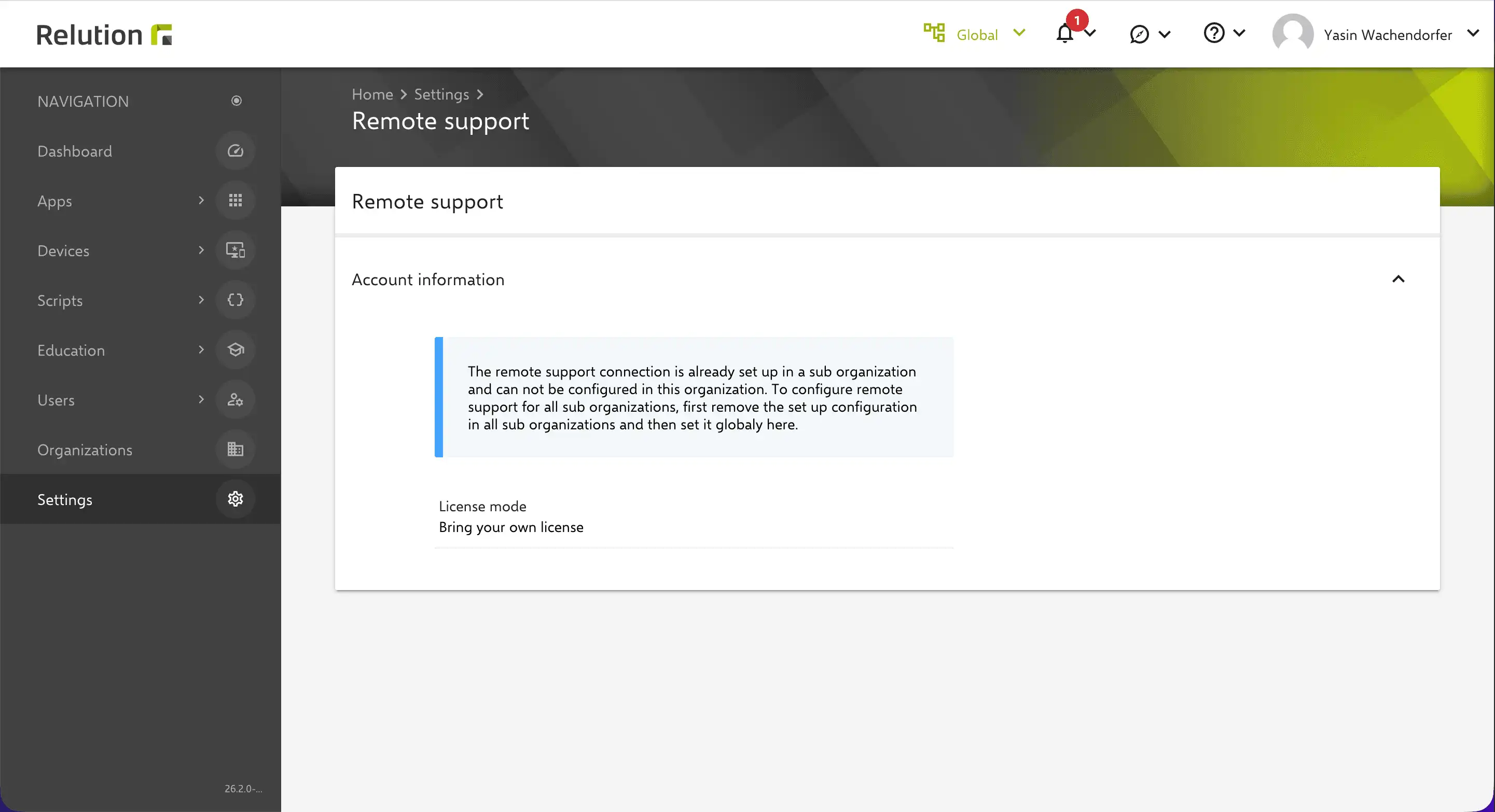 Una nueva configuración central de TeamViewer a nivel de organización global o meta está disponible