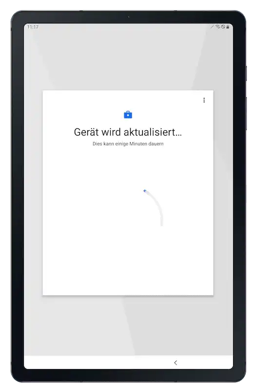 Abschluss des KME-Konfigurationsprozesses mit der Anzeige „Gerät wird aktualisiert“