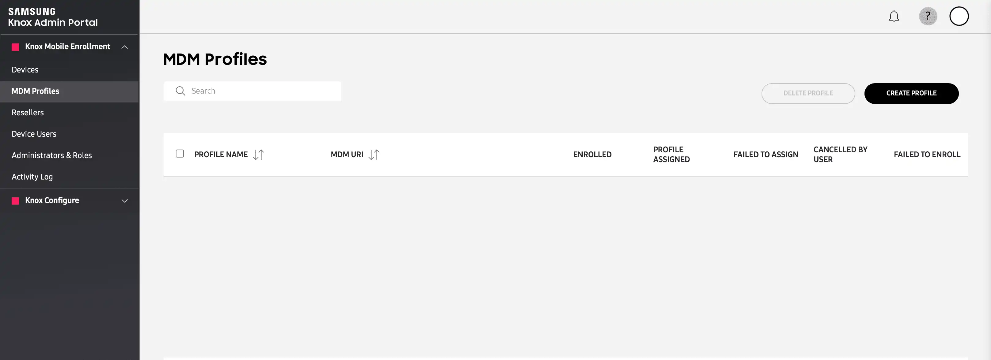 KME portalındaki "Profil Oluştur" seçeneğiyle "MDM Profili" bölümünde yeni bir MDM profili oluşturma yapılandırma adımı