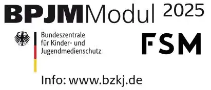 Logo des BPJM Modul 2025 der Bundeszentrale für Kinder- und Jugendmedienschutz