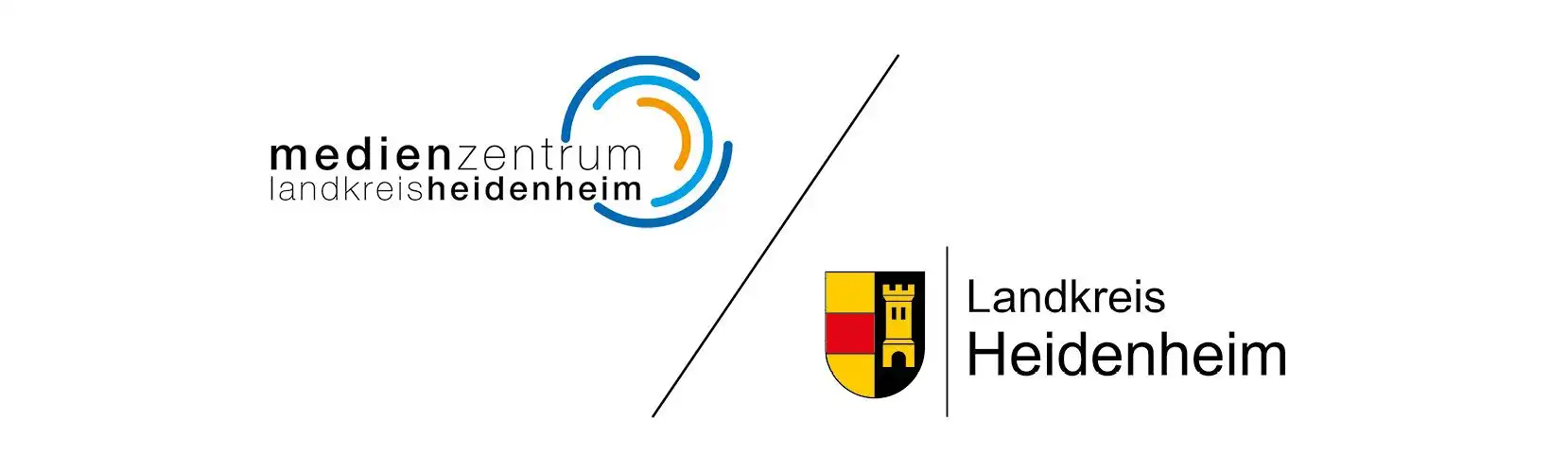 Logo des Medienzentrums Landkreis Heidenheim und Flagge des Landkreis Heidenheim