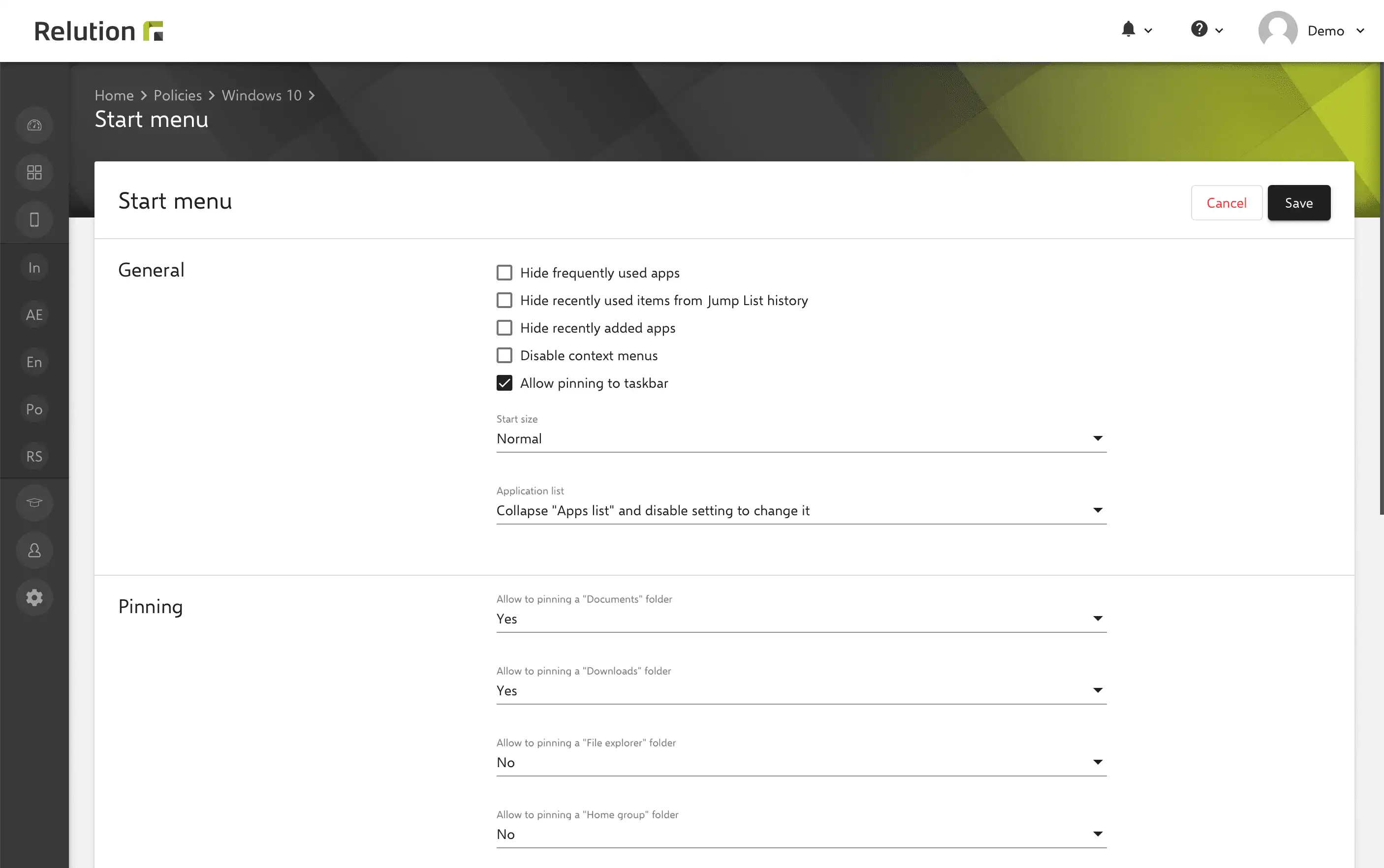Personalizzazione del menu Start sui dispositivi Windows 10/11 utilizzando la configurazione « Menu Start » per adattare app, cartelle e pulsanti