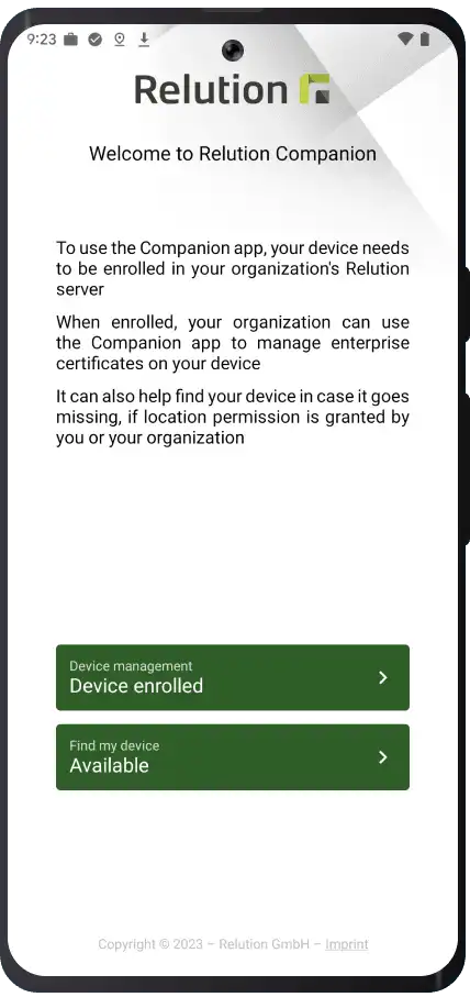Relution Companion app for Android Enterprise to extend certificate management and device configuration