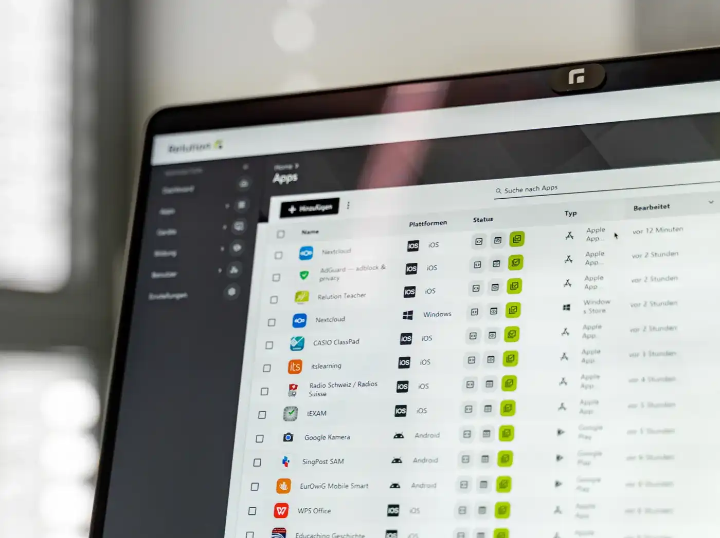 Screenshot aus dem Relution-MDM mit einer Ansicht aller installierten AppsScreenshot aus dem Relution-MDM mit einer Ansicht aller installierten Apps
