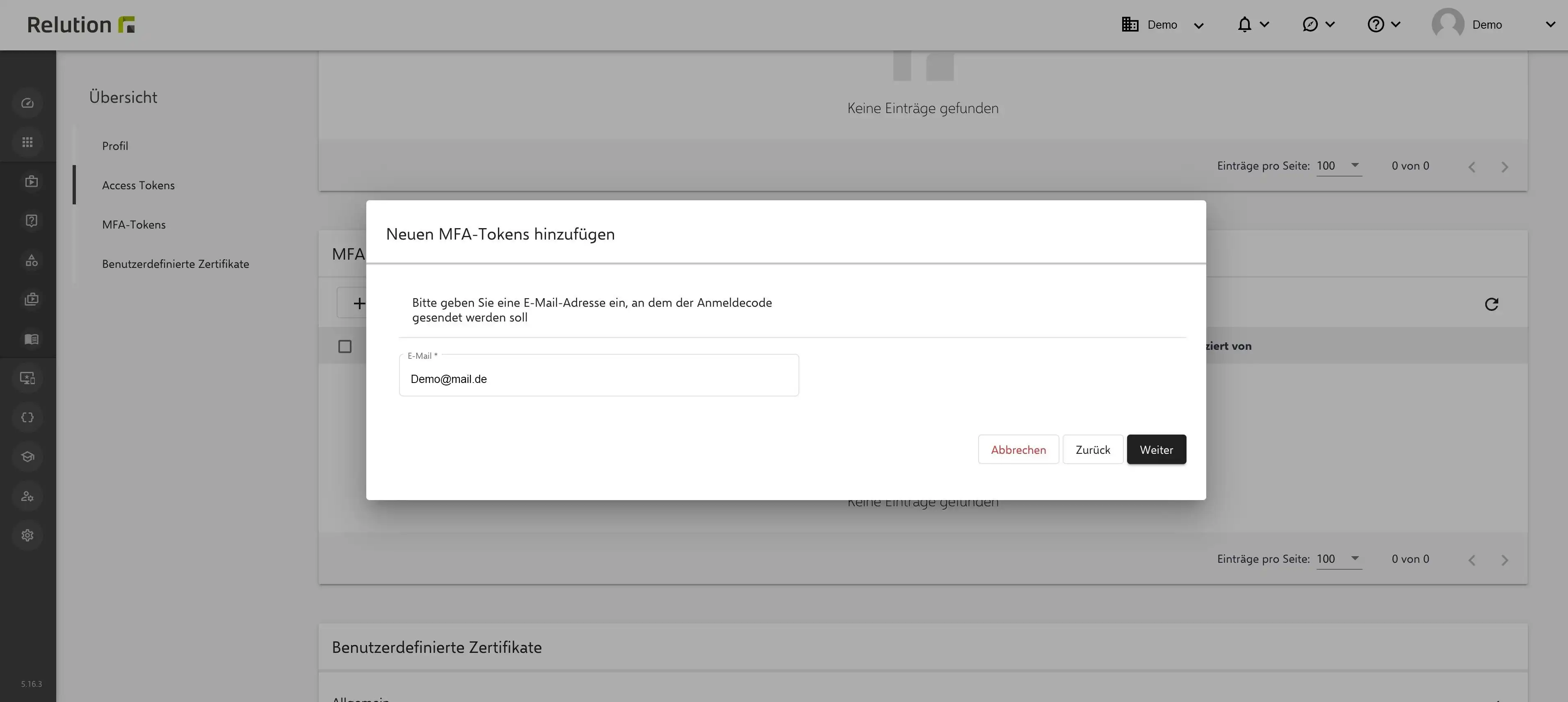 Eingabeoption in Relution zur Hinterlegung privater oder abweichender E-Mail-Adressen für Nutzer
