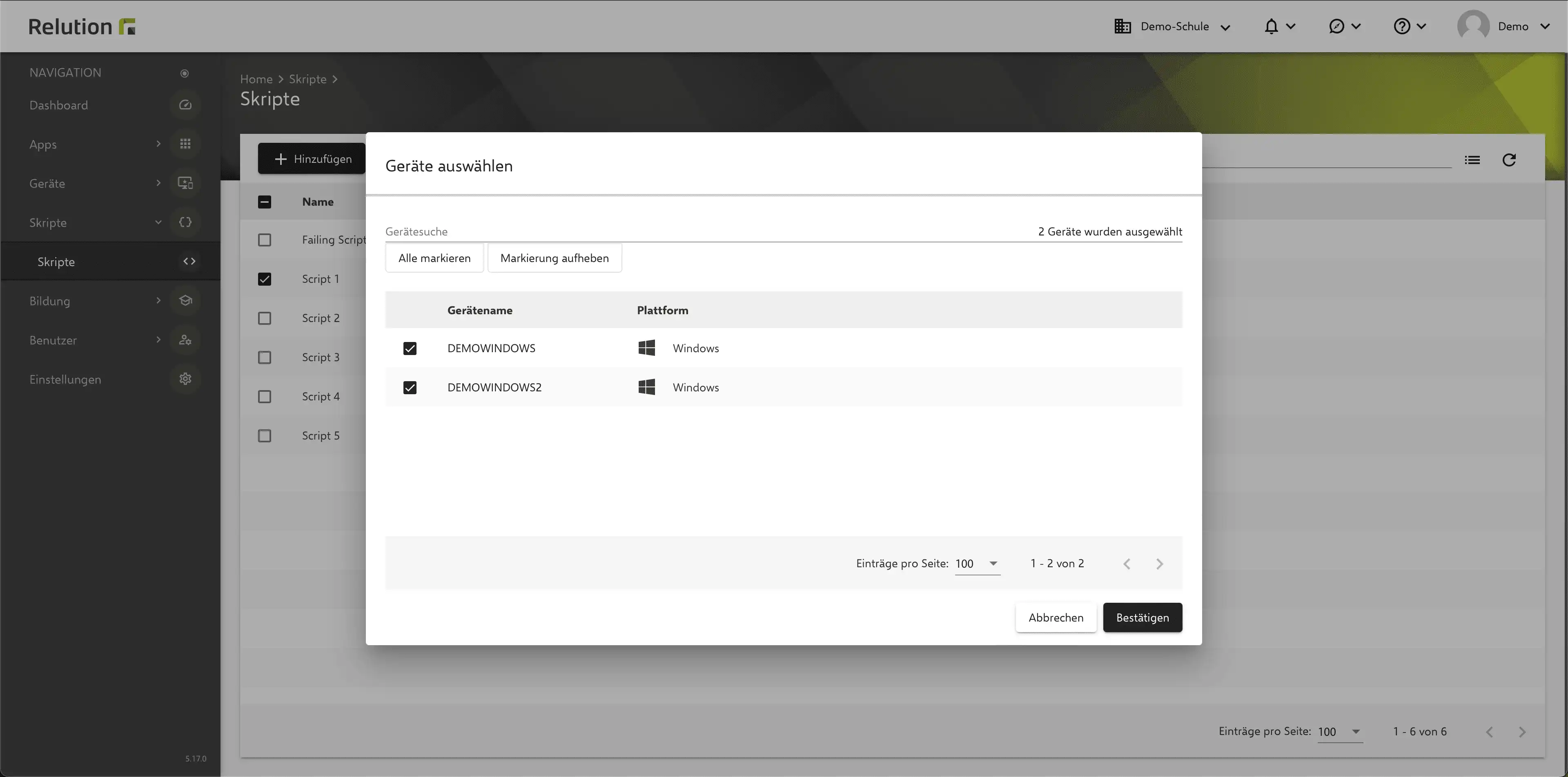 Option in der Windows Companion App, Skripte gleichzeitig auf mehreren Geräten auszuführen und den manuellen Aufwand zu reduzieren