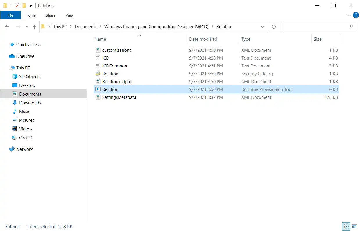 Ansicht des Windows Explorers mit Relution als Runtime Provisioning Tool in einem lokalen Ordner