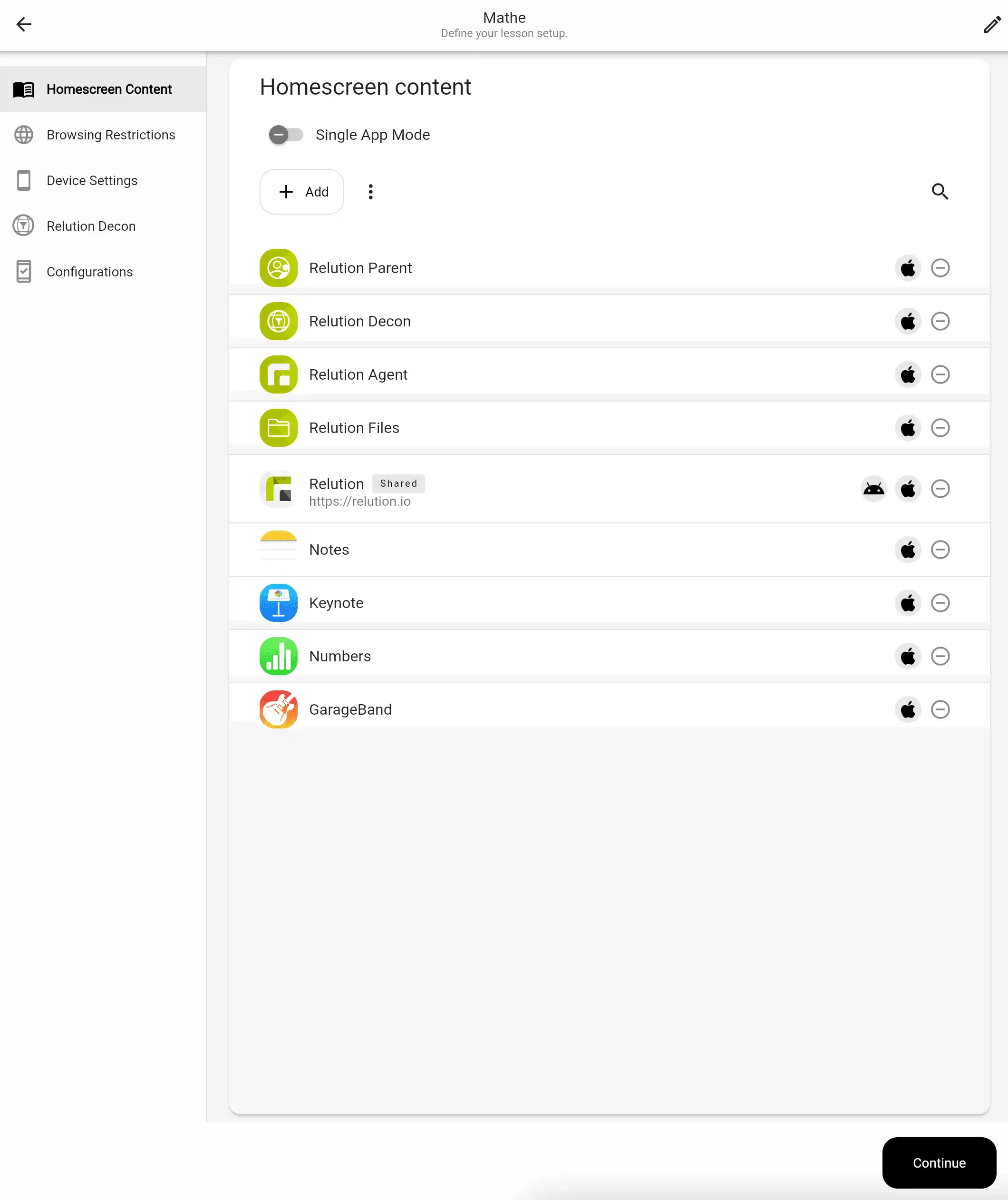 The image shows a preview of Relution Teacher