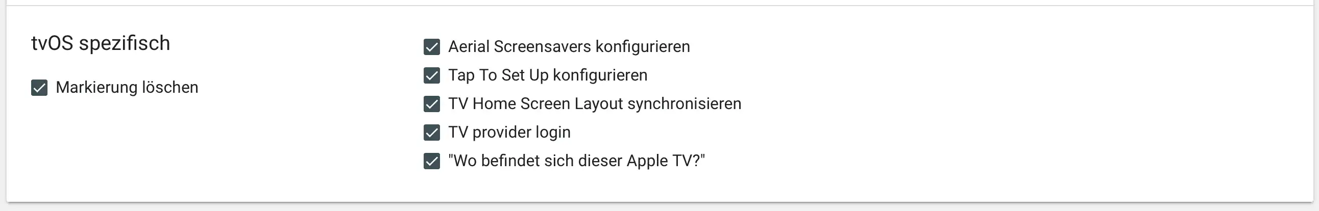 Option in Relution zur Überspringung tvOS-spezifischer Setup-Schritte während der Gerätekonfiguration