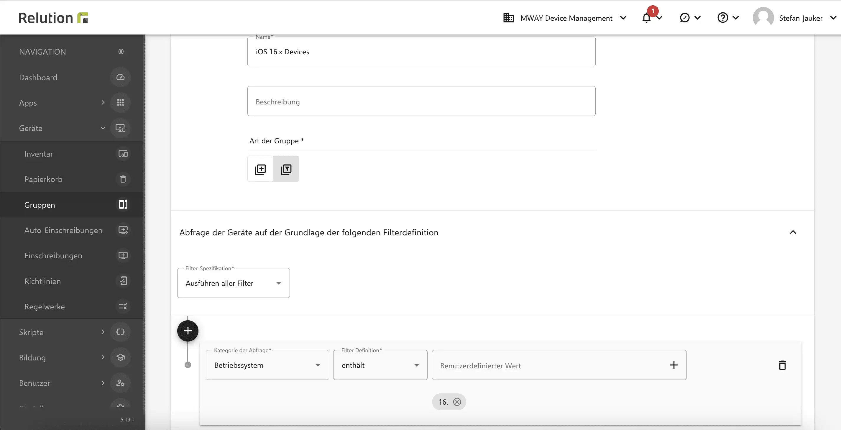 Funktion zur Verwaltung von Gerätegruppen in Relution mit statischen und dynamischen Gruppierungsoptionen