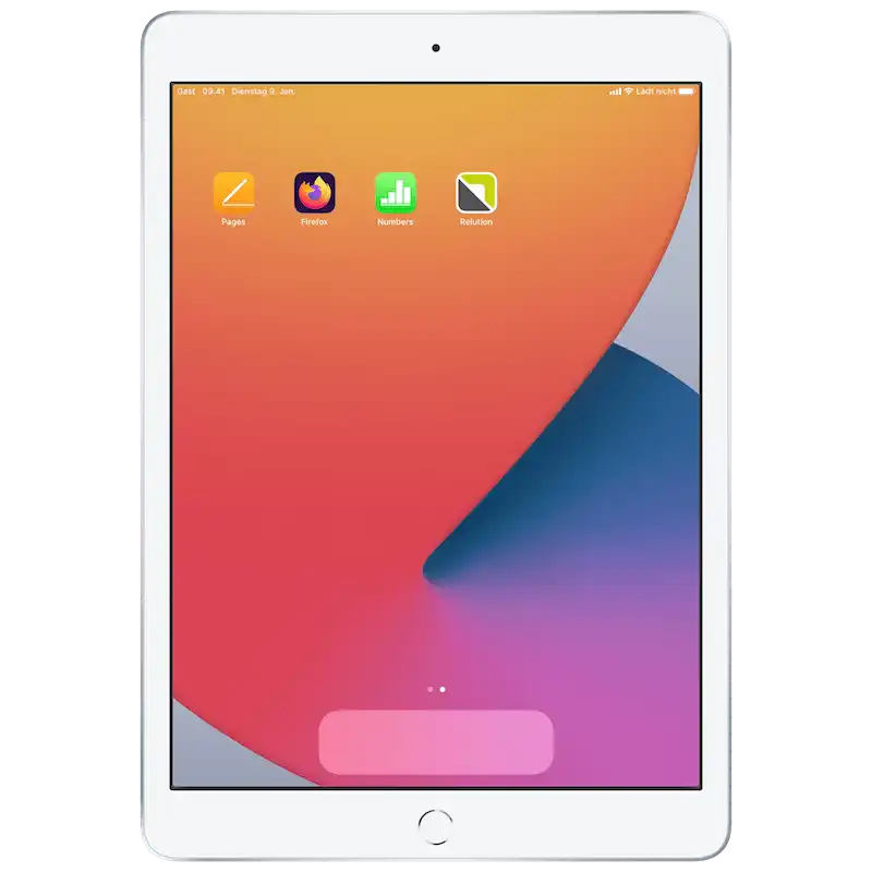 iPad-Bildschirm mit App-Icons, die durch die Konfiguration „App Konformität“ unter „Erforderliche Apps“ für alle Benutzer, ob bekannt oder anonym, standardmäßig verfügbar gemacht wurden